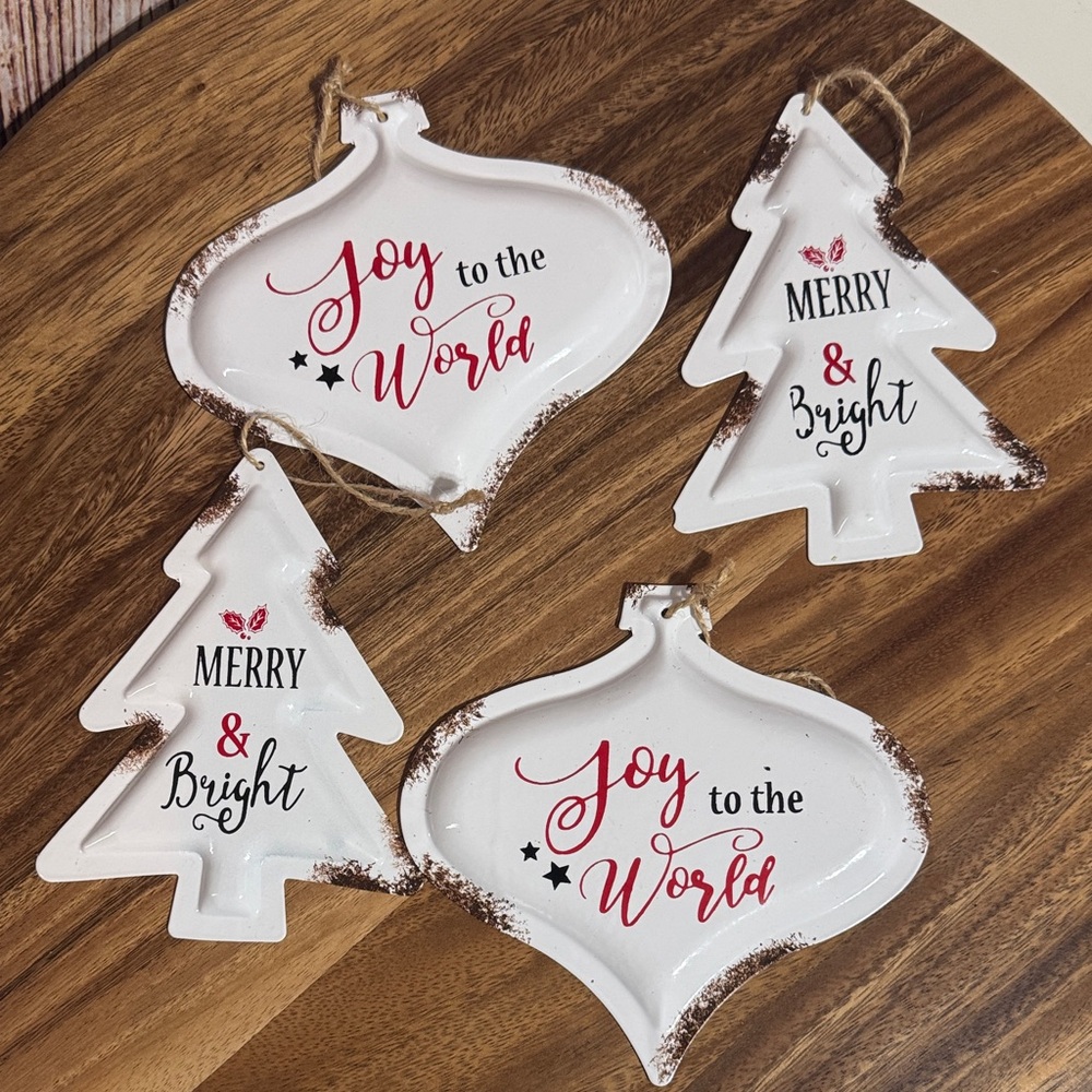 Holiday Ornament Set - Joy to the World and Merry & Bright